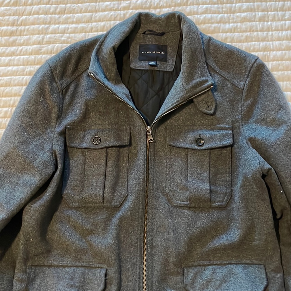 Mens Banana Republic military style Gray Jacket